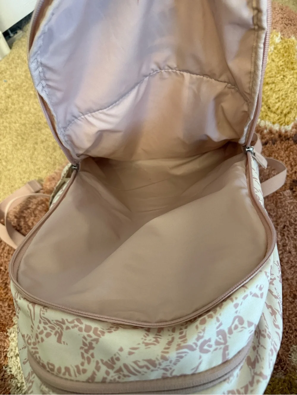 Nike Backpack Cream Pink Abstract Print Mesh Pocket Bookbag School Travel Gym